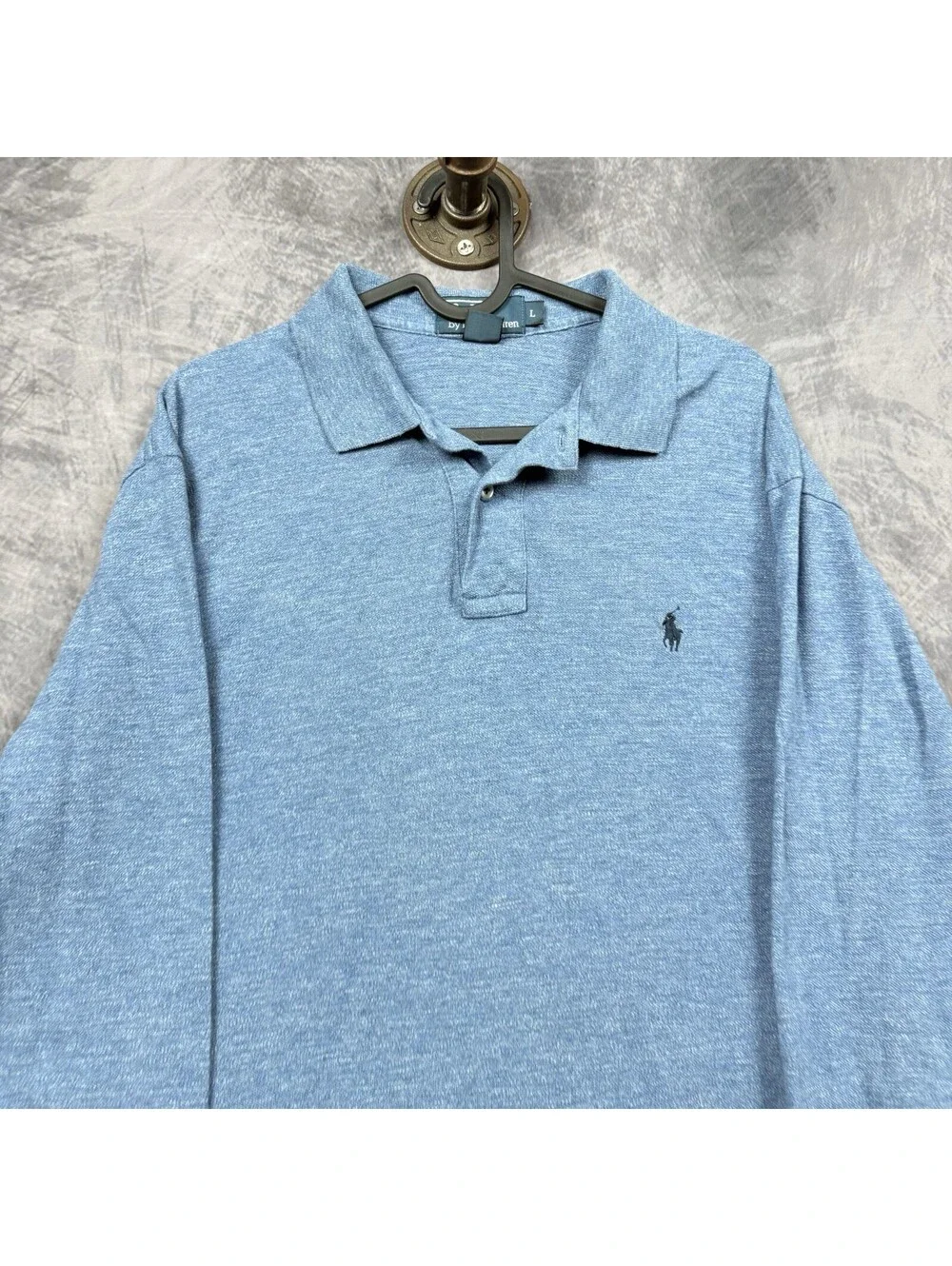 VTG Polo Ralph Lauren Long Sleeve Polo Shirt Mens L Blue